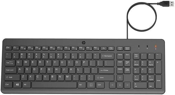 Клавіатура мембранна HP 150, 104key, USB-A, EN/RU, чорний (664R5AA) [103566]