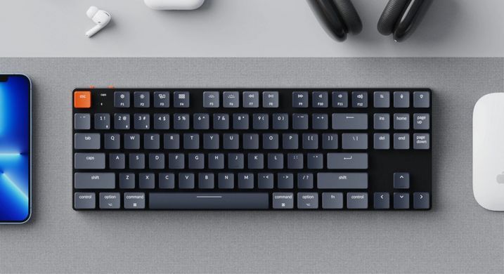 Клавіатура механічна Keychron K1SE 87Key, Gateron Red, BT/USB-A, Low Profile, EN/UKR, White Led, чорний (K1SEA1_KEYCHRON) [13616]