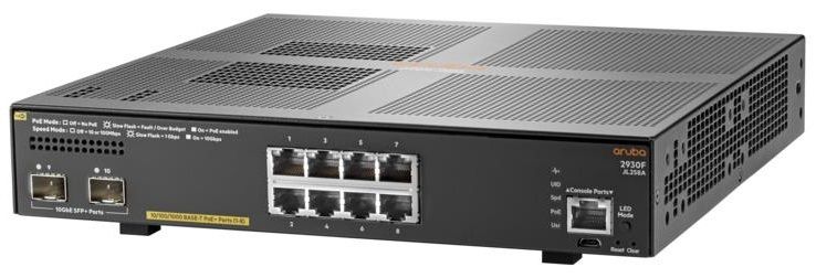 HPE Комутатор Aruba 2930F 8G PoE+ 2SFP+ Switch, 8xGE POE+ Ports, 2x10GE SFP Ports, L3, LT Warranty (JL258A)