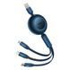 Кабель Baseus Bright Mirror 2 Series Retractable 3-in-1 Fast Charging Data Cable USB to M+L+C 66W 1.1m Blue (CAMJ010103) [802614], фото 3