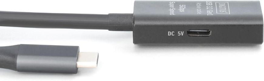 Подовжувач DIGITUS USB 3.2 Gen1 Active Cable 5G, C/M-C/F, 5м, чорний (DA-73108) [108631]