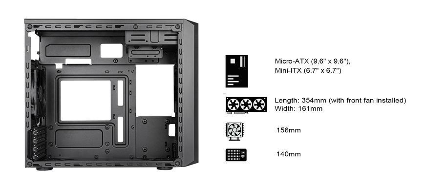 Корпус SilverStone Fara FA311-B без БЖ, 2xUSB3.0, 1xUSB2.0, 1x120мм, VGA 354мм, LCS ready, mATX, чорний (SST-FA311-B) [109542]