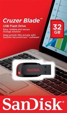 Накопичувач SanDisk 32GB USB 2.0 Type-A Cruzer Blade Чорний (SDCZ50-032G-B35) [108958]