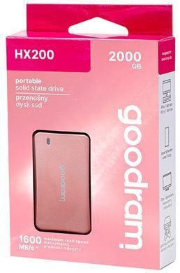 SSD накопичувач Goodram 2TB HX200 ROSE GOLD USB TYPE-C + A (SSDPR-HX200-2K0-RG) [204206]