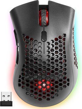 Мишка Defender Warlock GM-709L RGB ігрова, бездротова 2400dpi., 7кн., чорна (52709) [401225]