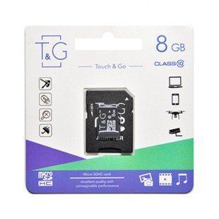 Карта пам`ятi MicroSDHC 8GB Class 10 T&G + SD-adapter (TG-8GBSDCL10-01) [606962]