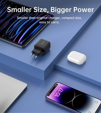 Мережевий зарядний пристрій Choetech (USB-C+USB-A) Black (PD6052-EU-BK) [619605]