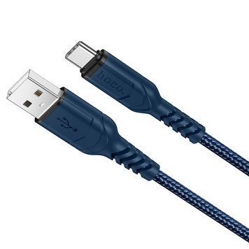 Кабель HOCO X59 USB to Type-C 3A, 1m, nylon, TPE connectors, Blue (6931474744944) [804348]