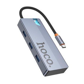 USB-хаб HOCO HB50 Wow 5-in-1 multi-function converter (HDTV+PD+USB3.0*3) Deep Space Gray (6942007647298) [802754]