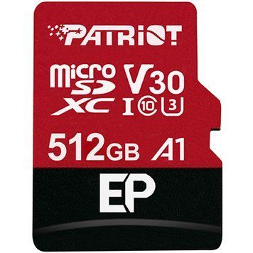 Карта пам'яті microSDXC (UHS-1 U3) Patriot EP Series 512Gb class 10 V30 (R-100MB/s, W-80MB/s) (adapter SD) (PEF512GEP31MCX) [802858]
