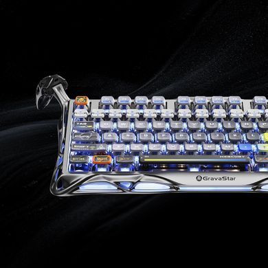 Клавіатура механічна GravaStar Mercury K1 Pro 80keys, GravaStar x Kailh Speedy Mint, BT/WL/USB, RGB, Interstellar Silver (GSK1PRO_S_CGRY) [114355]