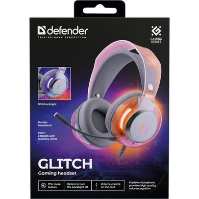 Гарнітура Defender Glitch, USB, RGB, 2м, White (62490) [404498]
