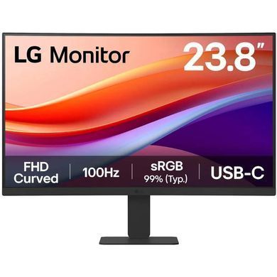 Монітор LG 23.8" HDMI, USB-C, Audio, VA, 100Hz, sRGB 99%, CURVED (24U421A-B) [113810]
