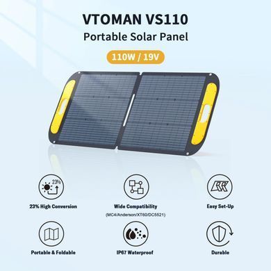 Сонячна панель Vtoman 110W 19V IP67 MC-4/Anderson/XT60/DC5521 (VS110) [404443]