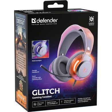 Гарнітура Defender Glitch, USB, RGB, 2м, White (62490) [404498]