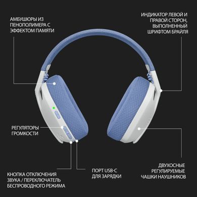 Гарнітура Logitech G435 LIGHTSPEED Wireless Gaming - White (981-001074) [203111]