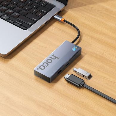 USB-хаб HOCO HB50 Wow 5-in-1 multi-function converter (HDTV+PD+USB3.0*3) Deep Space Gray (6942007647298) [802754]