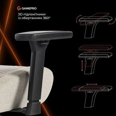 Крісло для геймерів GamePro Fabric Light Gray (GC760LG) [617859]