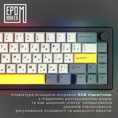 Клавіатура бездротова Epomaker EK68 65% Flamingo Switch Hot-Swap (2.4G/BT/USB) RGB UA Black (EK68-B-F) [606073]
