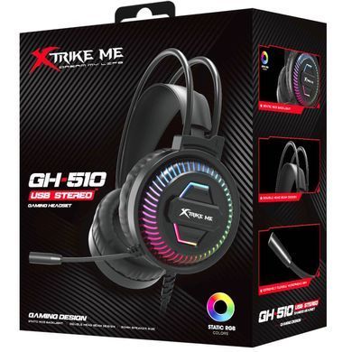 Ігрова гарнітура XTRIKE ME, USB, статичне RGB, кабель 2м, чорна (GH-510) [401851]