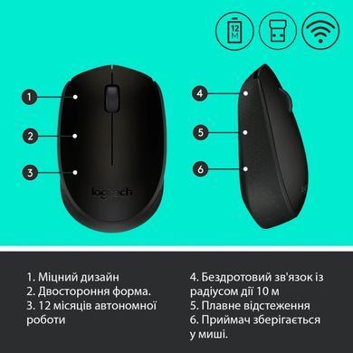 Миша бездротова Logitech M170 Grey/Black (910-004642) [606315]