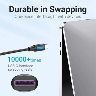 Кабель Vention USB Type-C - USB Type-C (M/M), TPE Round PD 100 W, 5 A, 2 м, Black (COTBH) [604004]