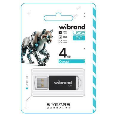 Флеш-накопичувач Wibrand USB 2.0 Cougar 4Gb Black (WI2.0/CU4P1B) [802901]