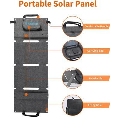 Сонячна панель Choetech 40W Type-C PD 3.0 30W Max + QC 3.0 18W Max (SC006-V5-GY) [401642]