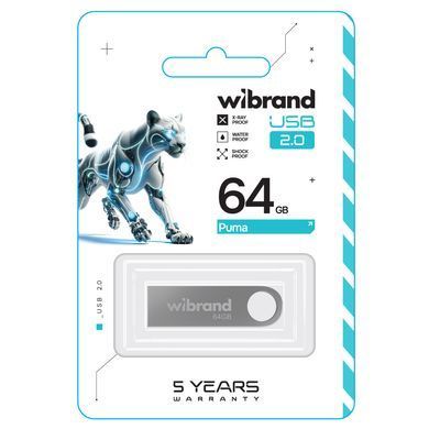 Флеш-накопичувач Wibrand USB 2.0 Puma 64Gb Silver (WI2.0/PU64U1S) [803006]