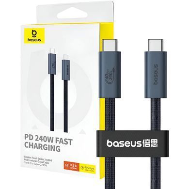 Кабель Baseus Flash Series 2 USB4 Full Featured Data Cable Type-C to Type-C 240W 1m Cluster Black (P10311803111-00) [802459]
