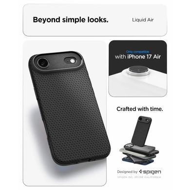 Чохол Spigen для iPhone 17 Air, Liquid Air, Matte Black (ACS10302) [111304]