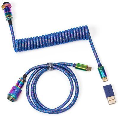 Кабель Type-A/Type-C Keychron Premium Coiled Aviator Cable-Straight Rainbow Palted Blue (CAB6_KEYCHRON) [108579]