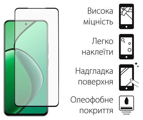 Захисне скло Dengos для Xiaomi Realme 12 4G Black Full Glue 2 шт. (DG-TG2P-89) [619722]