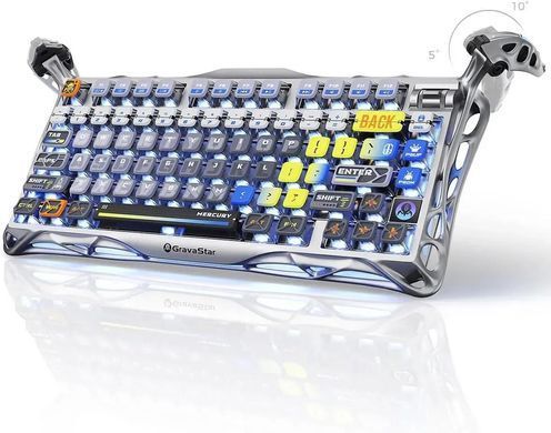 Клавіатура механічна GravaStar Mercury K1 Pro 80keys, GravaStar x Kailh Speedy Mint, BT/WL/USB, RGB, Interstellar Silver (GSK1PRO_S_CGRY) [114355]