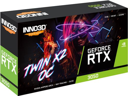Inno3d Відеокарта GeForce RTX 3050 8GB GDDR6 Twin X2 OC V2 (N30502-08D6X-1711VA41)