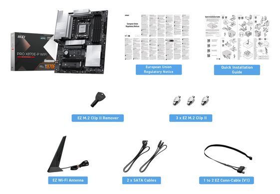 Материнcька плата MSI PRO X870E-P WIFI sAM5 X870E 4xDDR5 M.2 HDMI Wi-Fi BT ATX (911-7E70-002) [109272]