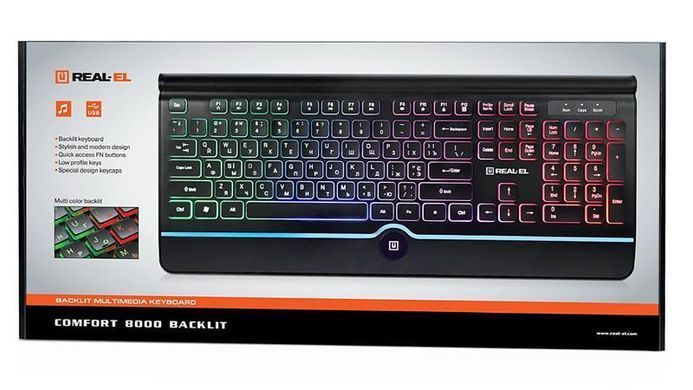Клавіатура REAL-EL Comfort 8000 Backlit Ukr Black (EL123100033) [605940]
