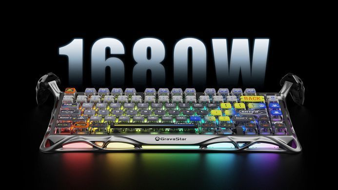 Клавіатура механічна GravaStar Mercury K1 Pro 80keys, GravaStar x Kailh Speedy Mint, BT/WL/USB, RGB, Interstellar Silver (GSK1PRO_S_CGRY) [114355]