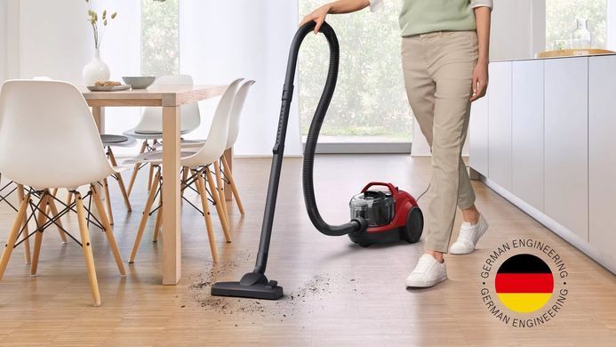 Пилосос Bosch контейнерний, 550Вт, конт пил -2л, НЕРА13, червоний (BGC21X350) [105634]