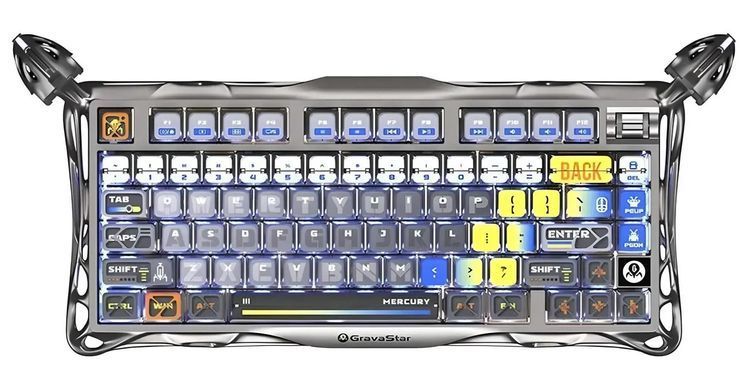 Клавіатура механічна GravaStar Mercury K1 Pro 80keys, GravaStar x Kailh Speedy Mint, BT/WL/USB, RGB, Interstellar Silver (GSK1PRO_S_CGRY) [114355]