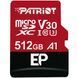 Карта пам'яті microSDXC (UHS-1 U3) Patriot EP Series 512Gb class 10 V30 (R-100MB/s, W-80MB/s) (adapter SD) (PEF512GEP31MCX) [802858], фото 1