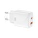 Зарядний пристрій XO L158 (USB, USB-С, 3A) 20W White (L158.white) [613601], фото 3