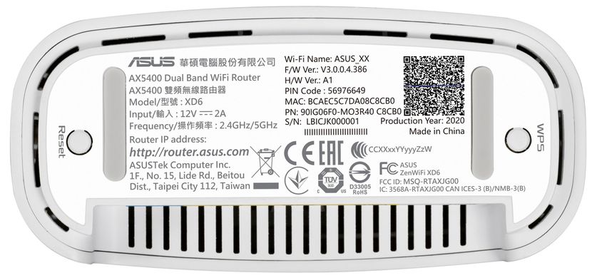 ASUS Маршрутизатор ZenWiFi XD6 2PK white AX5400 1xGE LAN 3x1GE WAN WPA3 OFDMA MESH