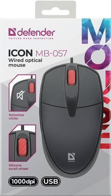 Мишка Defender Icon MB-057, 3кн.,1000 dpi, безшумна, чорна (52057) [401340]