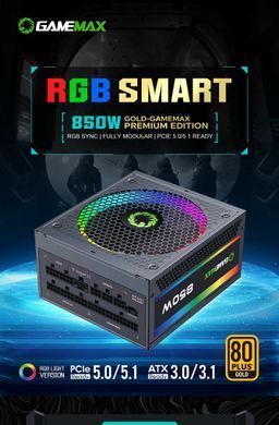 Блок живлення GAMEMAX (RGB 850 PRO (ATX3.1 PCIe5.1)) [303203]