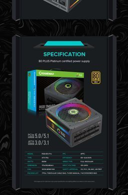 Блок живлення GAMEMAX (RGB 850 PRO (ATX3.1 PCIe5.1)) [303203]