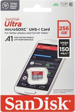 Карта пам'яті SanDisk microSD 256GB C10 UHS-I R150MB/s Ultra (SDSQUAC-256G-GN6MN) [108935]
