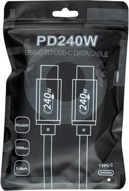 Кабель San Guan USB Type-C - USB Type-C (M/M) PD 240W, 3 м, Black (CA914128) [604356]