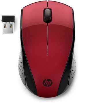 Мишка бездротова HP 220, 3 кн., 1600 dpi, чорно-червона (7KX10AA) [401180]