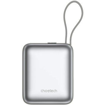 УМБ Choetech 10000mAh 35W PD3.0 USB-C In/Out, LED Display, with buid-in type-C cabel сіра (B832-GY) [405426]